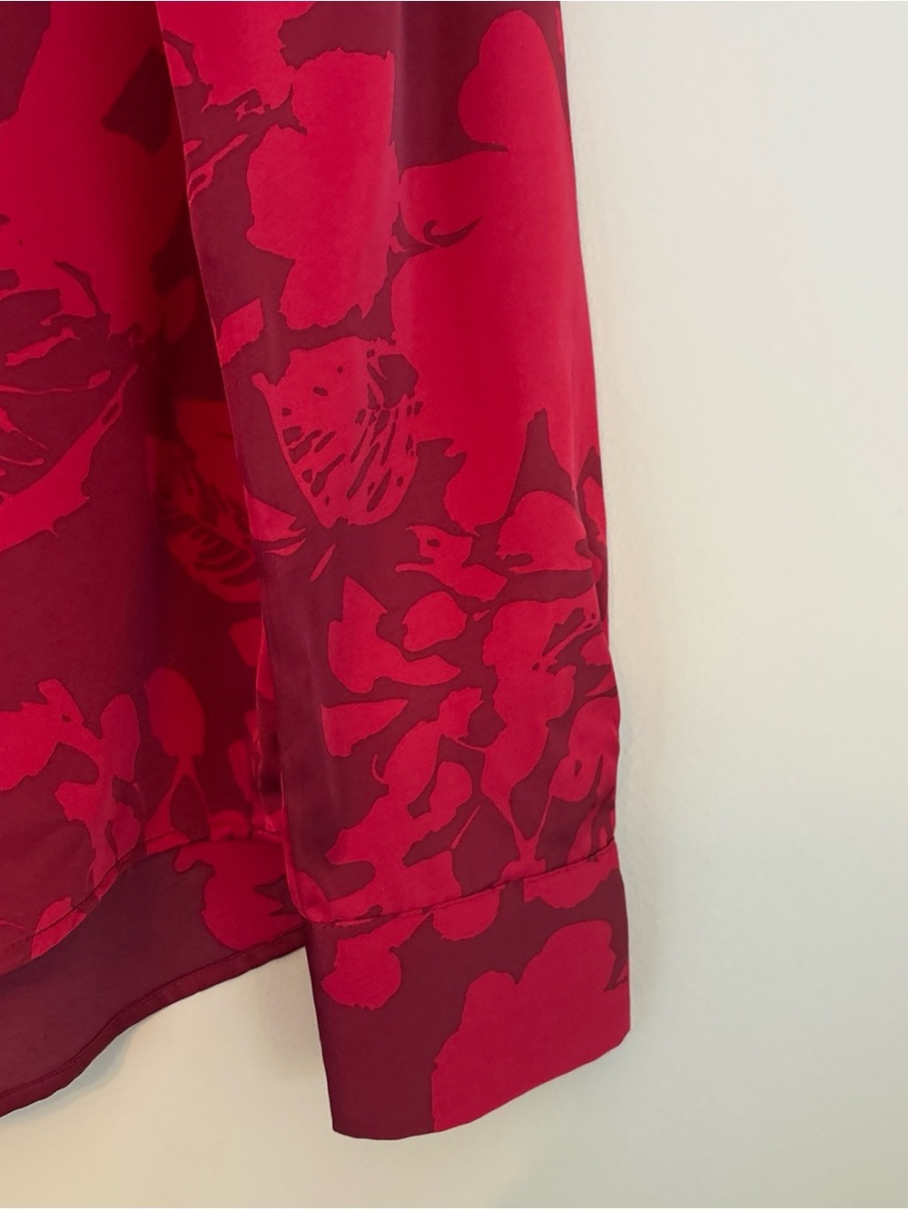 Talbots Red Floral Print Button-Up Blouse - Picture 4 of 6
